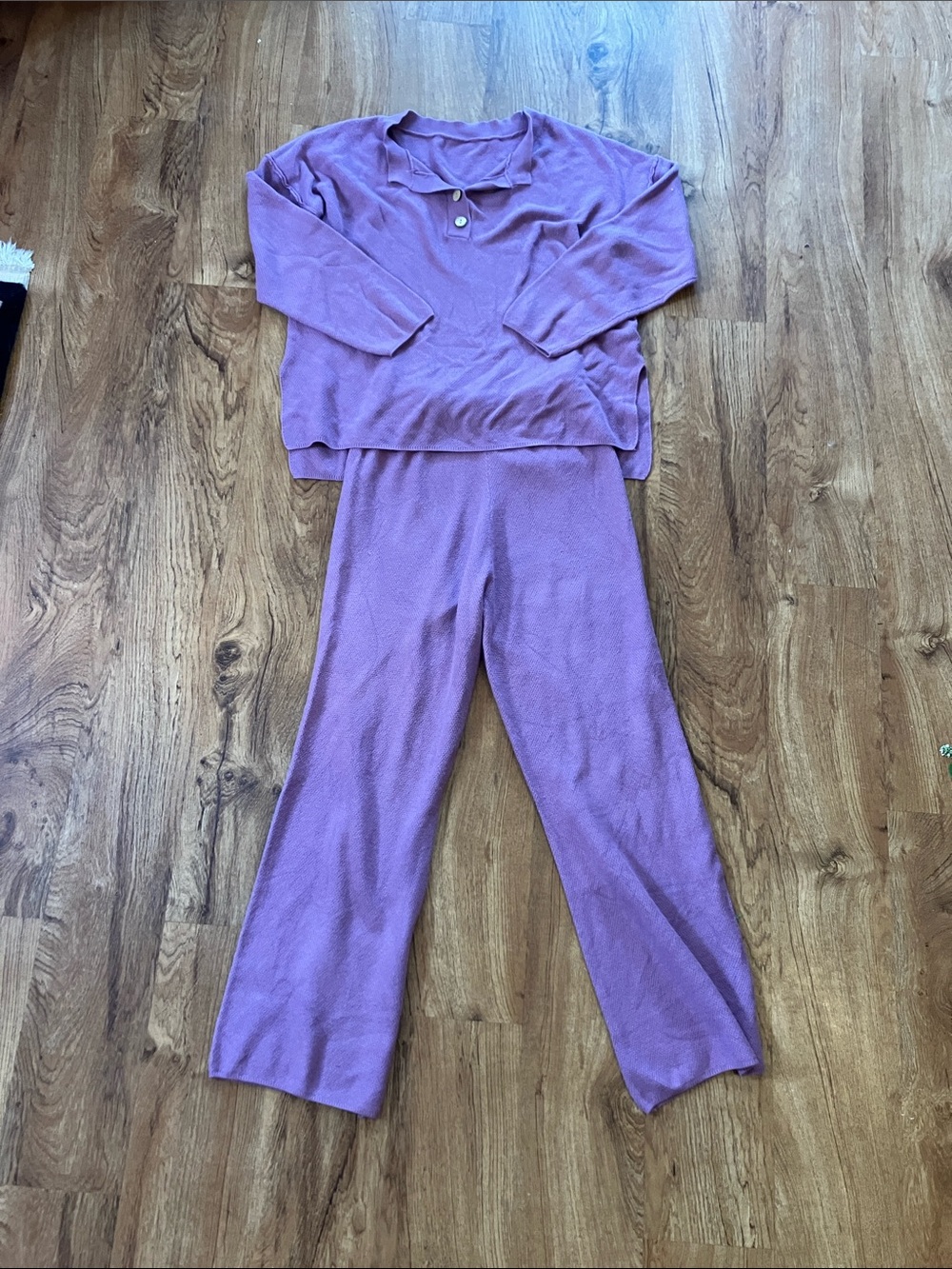 Lilac Knit Lounge Pants & Top Set - Women large sweater set comfy stylish